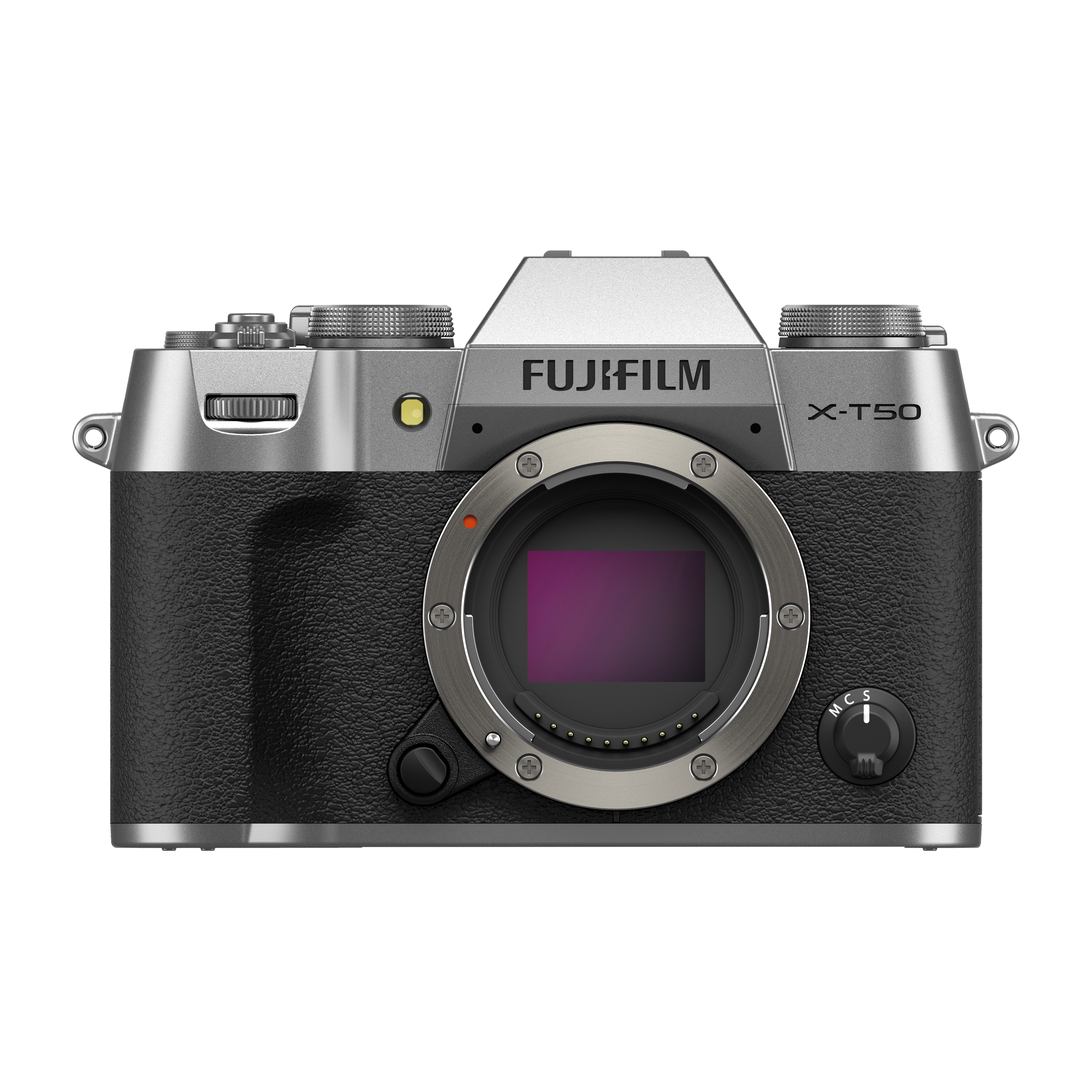 FUJIFILM X-T50 สี Silver เป็นกล้องดิจิตอล ดีไซน์ขนาดกะทัดรัดและน้ำหนักเบา ด้วยคุณสมบัติจำลองฟิล์มที่รวมอยู่ใน Film Dial ด้านบน สามารถสลับระหว่างโทนสีที่หลากหลายได้อย่างง่ายดาย ช่วยสร้างสรรค์ภาพถ่ายที่โดดเด่นด้วยอรรถรสแบบมืออาชีพอีกด้วย